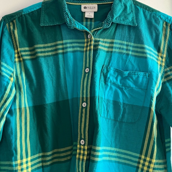 Blue and Yellow Plaid Button Down - Picture 2 of 7